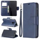 Retro Lambskin Texture Pure Color Horizontal Flip PU Leather Case for Galaxy A8 2018 & A530, with Holder & Card Slots & Wallet & Lanyard(Blue) - 1