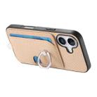 For iPhone 16 Carbon Fiber Ring Side Insert Card Bag MagSafe Phone Case(Khaki) - 3
