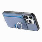 For iPhone 15 Pro Max Carbon Fiber Ring Side Insert Card Bag MagSafe Phone Case(Blue) - 3