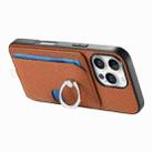For iPhone 13 Pro Max Carbon Fiber Ring Side Insert Card Bag MagSafe Phone Case(Brown) - 3