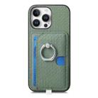For iPhone 13 Pro Max Carbon Fiber Ring Side Insert Card Bag MagSafe Phone Case(Green) - 2