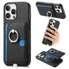 For iPhone 12 Pro Max Carbon Fiber Ring Side Insert Card Bag MagSafe Phone Case(Black) - 1