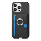 For iPhone 12 Pro Max Carbon Fiber Ring Side Insert Card Bag MagSafe Phone Case(Black) - 2