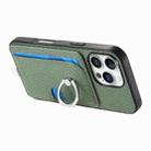 For iPhone 11 Pro Max Carbon Fiber Ring Side Insert Card Bag MagSafe Phone Case(Green) - 3