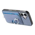 For iPhone 11 Carbon Fiber Ring Side Insert Card Bag MagSafe Phone Case(Blue) - 3