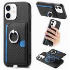 For iPhone 11 Carbon Fiber Ring Side Insert Card Bag MagSafe Phone Case(Black) - 1
