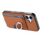 For iPhone 11 Carbon Fiber Ring Side Insert Card Bag MagSafe Phone Case(Brown) - 3