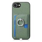 For iPhone 7 / 8 / SE 2022 Carbon Fiber Ring Side Insert Card Bag MagSafe Phone Case(Green) - 2