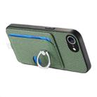 For iPhone 7 / 8 / SE 2022 Carbon Fiber Ring Side Insert Card Bag MagSafe Phone Case(Green) - 3