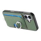 For iPhone 17 Carbon Fiber Ring Side Insert Card Bag MagSafe Phone Case(Green) - 3
