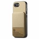 For iPhone 16e Twill Fabric Leather Vertical Flip RFID Card Bag Phone Case(Khaki) - 2