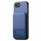 For iPhone 16e Twill Fabric Leather Vertical Flip RFID Card Bag Phone Case(Blue) - 2