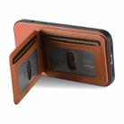 For iPhone 16 Pro Max Twill Fabric Leather Vertical Flip RFID Card Bag Phone Case(Brown) - 3