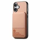 For iPhone 16 Twill Fabric Leather Vertical Flip RFID Card Bag Phone Case(Pink) - 2