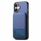 For iPhone 16 Twill Fabric Leather Vertical Flip RFID Card Bag Phone Case(Blue) - 2
