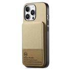For iPhone 15 Pro Max Twill Fabric Leather Vertical Flip RFID Card Bag Phone Case(Khaki) - 2