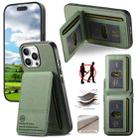 For iPhone 15 Pro Max Twill Fabric Leather Vertical Flip RFID Card Bag Phone Case(Green) - 1