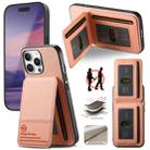 For iPhone 15 Pro Max Twill Fabric Leather Vertical Flip RFID Card Bag Phone Case(Pink) - 1