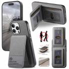 For iPhone 13 Pro Max Twill Fabric Leather Vertical Flip RFID Card Bag Phone Case(Gray) - 1