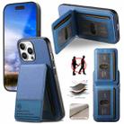 For iPhone 13 Pro Twill Fabric Leather Vertical Flip RFID Card Bag Phone Case(Blue) - 1