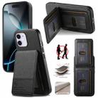 For iPhone 11 Twill Fabric Leather Vertical Flip RFID Card Bag Phone Case(Black) - 1