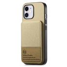 For iPhone 11 Twill Fabric Leather Vertical Flip RFID Card Bag Phone Case(Khaki) - 1