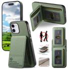 For iPhone 11 Twill Fabric Leather Vertical Flip RFID Card Bag Phone Case(Green) - 1