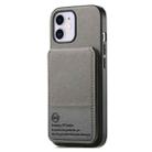 For iPhone 11 Twill Fabric Leather Vertical Flip RFID Card Bag Phone Case(Gray) - 1