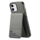 For iPhone 11 Twill Fabric Leather Vertical Flip RFID Card Bag Phone Case(Gray) - 2