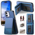 For iPhone 11 Twill Fabric Leather Vertical Flip RFID Card Bag Phone Case(Blue) - 1