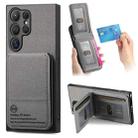 For Samsung Galaxy S23 Ultra 5G Twill Fabric Leather Vertical Flip RFID Card Bag Phone Case(Gray) - 1