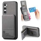 For Samsung Galaxy S22 5G Twill Fabric Leather Vertical Flip RFID Card Bag Phone Case(Gray) - 1