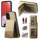 For Samsung Galaxy A52 Twill Fabric Leather Vertical Flip RFID Card Bag Phone Case(Khaki) - 1