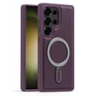 For Samsung Galaxy S23 Ultra 5G Silver Shield MagSafe Holder Shockproof Phone Case(Purple) - 1