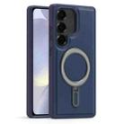 For Samsung Galaxy S24 5G Silver Shield MagSafe Holder Shockproof Phone Case(Blue) - 1