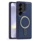 For Samsung Galaxy S24+ 5G Silver Shield MagSafe Holder Shockproof Phone Case(Deep Blue) - 1