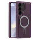 For Samsung Galaxy S24+ 5G Silver Shield MagSafe Holder Shockproof Phone Case(Purple) - 1