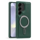 For Samsung Galaxy S24+ 5G Silver Shield MagSafe Holder Shockproof Phone Case(Green) - 1