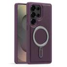 For Samsung Galaxy S25 Ultra 5G Silver Shield MagSafe Holder Shockproof Phone Case(Purple) - 1