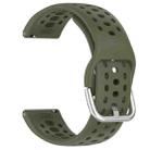 For Amazfit Active 2 Holes Style 22mm Silicone Sport Watch Band(Army Green) - 3