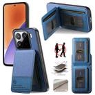 For Xiaomi 15 Twill Fabric Leather Vertical Flip RFID Card Bag Phone Case(Blue) - 1