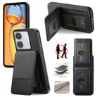 For Redmi 13C Twill Fabric Leather Vertical Flip RFID Card Bag Phone Case(Black) - 1