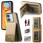 For Redmi 13C Twill Fabric Leather Vertical Flip RFID Card Bag Phone Case(Khaki) - 1