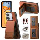 For Redmi 13C Twill Fabric Leather Vertical Flip RFID Card Bag Phone Case(Brown) - 1