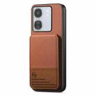 For Redmi 13C Twill Fabric Leather Vertical Flip RFID Card Bag Phone Case(Brown) - 2