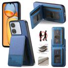 For Redmi 13C Twill Fabric Leather Vertical Flip RFID Card Bag Phone Case(Blue) - 1