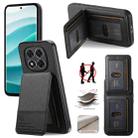 For Redmi Note 14 Pro+ 5G Twill Fabric Leather Vertical Flip RFID Card Bag Phone Case(Black) - 1