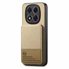 For Redmi Note 14 Pro+ 5G Twill Fabric Leather Vertical Flip RFID Card Bag Phone Case(Khaki) - 2