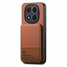 For Redmi Note 14 Pro+ 5G Twill Fabric Leather Vertical Flip RFID Card Bag Phone Case(Brown) - 2