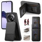 For Realme 13 4G Twill Fabric Leather Vertical Flip RFID Card Bag Phone Case(Black) - 1